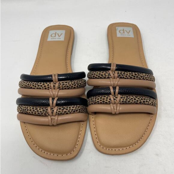 Dolce Vita Junyper Sandals 8.5 Slip On Cheetah Print Open Toe Faux Leather NEW - Picture 3 of 9